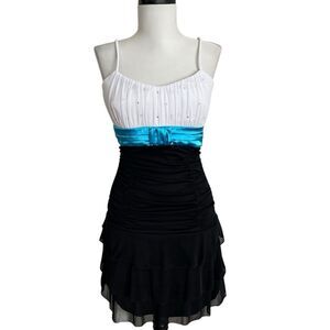Vintage Deb Y2K Mini Dress Babydoll S Rhinestones Tiered Fairy Whimsigoth hoco